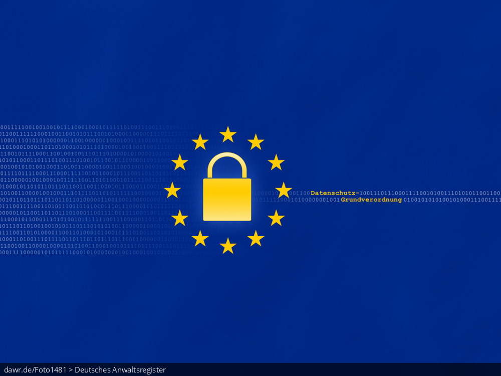 Dieses Bild zeigt einen binären Datenstrom, der durch ein Vorhängeschloss stark reduziert wird. Um das Vorhängeschloss herum sind zwölf goldene Sterne zu sehen, wie sie in der Europaflagge zu finden sind. Dieses Bild ist eine symbolische Darstellung für die Einführung der Datenschutz-Grundverordnung (DSGVO) in Europa. Dieses Bild zeigt einen binären Datenstrom, der durch ein Vorhängeschloss stark reduziert wird. Um das Vorhängeschloss herum sind zwölf goldene Sterne zu sehen, wie sie in der Europaflagge zu finden sind. Dieses Bild ist eine symbolische Darstellung für die Einführung der Datenschutz-Grundverordnung (DSGVO) in Europa.
