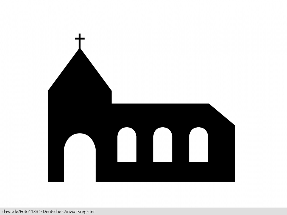 Diese Grafik zeigt die Zeichnung einer Kirche. Dieses Bild eignet sich gut als symbolische Darstellung für alle Themen rund um die christliche Kirche.